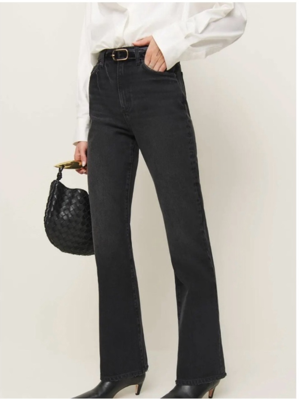 Reformation Mia High Rise Vintage Bootcut Jeans Trinity Charcoal Denim 31